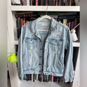 Pacsun light wash distressed classic boxy denim jean jacket coat 90s vintage